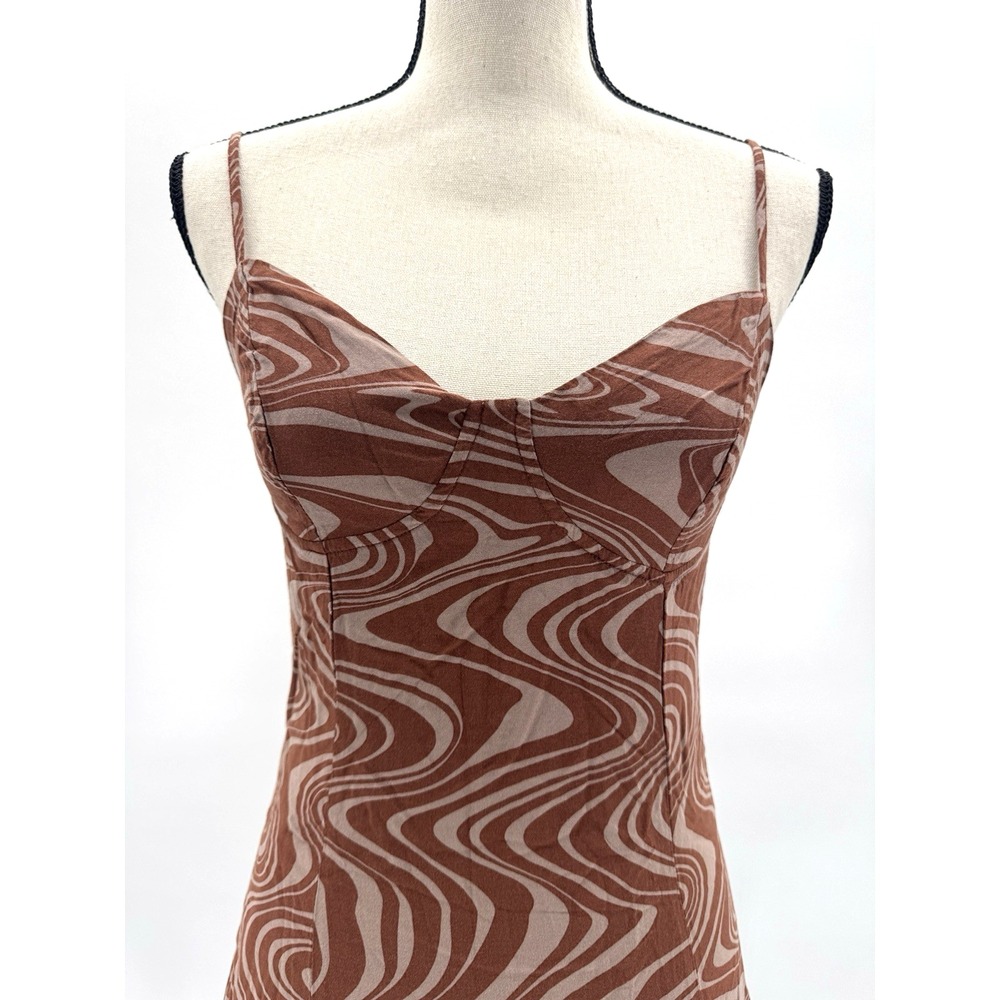Y2K LA Heart Chocolate Psychedelic Swirl Babydoll Dress Medium Bohemian Concert